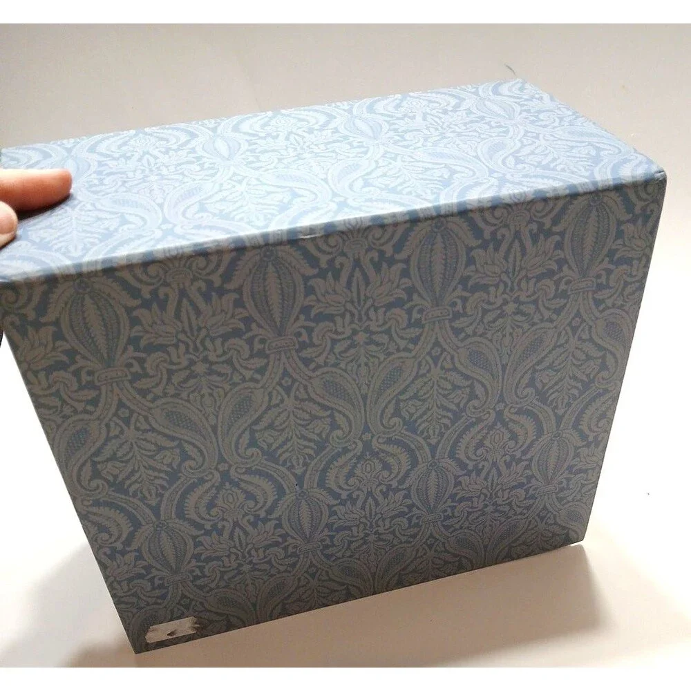 Decorative Gift Box Hook And Loop Closure Blue Bow Birds Florals Cottage